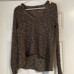 American Eagle Brown Peek a boo shoulder V neck sweater size Small